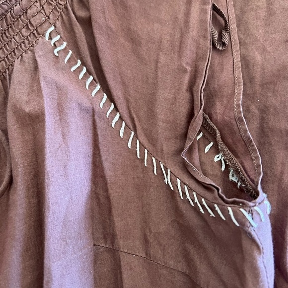 Maeve Anthropologie Embroidered Cap Sleeve Tie Front Shift Dress / size 2 - Picture 5 of 13